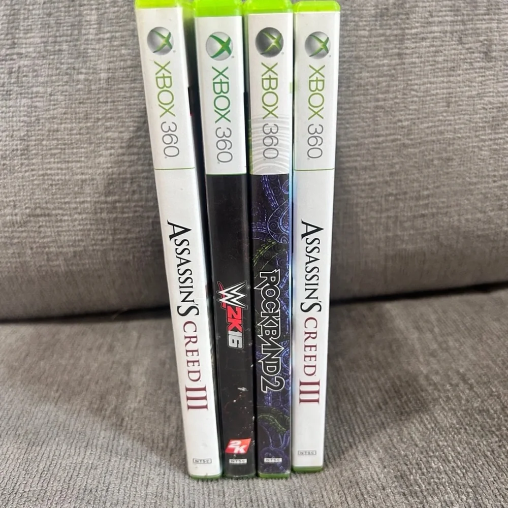 Xbox 360 Game Lot of 4 Assassins Creed 3 Rock Band W2K16